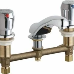 Brand new 🧨 Chicago Faucets Two Handle Metering Bathroom Sink Faucet in Polished Chrome 🎉