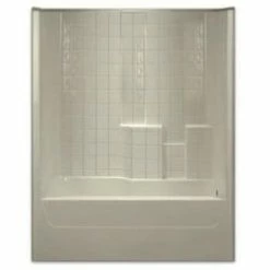 Hot Sale 🎉 Aquarius Industries Luxury 60 in. Left-Hand Fiberglass Reinforced Plastic Tile Tub and Shower 😉