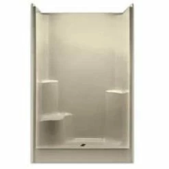 Best Sale 😉 Aquarius Industries Luxury 48 x 48 in. Shower with Left Hand Seat in Biscuit ✔️
