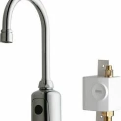 Outlet 🎉 Chicago Faucets HyTronic Deck Mount Electronic Bathroom Sink Faucet with Touchless Technology in Chrome Plated ⌛