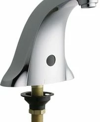 Budget 🔥 Chicago Faucets E-Tronic® 0.5 gpm Single Hole Deck Mount Sensor Bathroom Sink Faucet in Polished Chrome ✔️