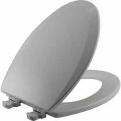 Cheap 🎉 Bemis Elongated Closed Front Toilet Seat with Cover in Silver 🌟