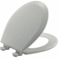 Budget ⌛ Bemis Round Closed Front Toilet Seat with Cover in Ice™ Grey 🌟