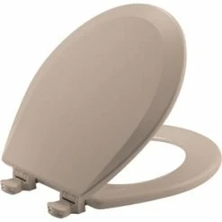 Cheapest ✔️ Bemis Round Closed Front Toilet Seat with Cover in Fawn Beige 🔥
