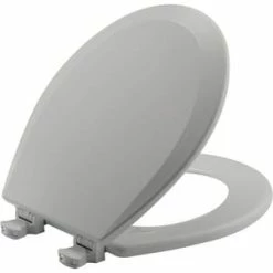Cheap ✔️ Bemis Round Closed Front Toilet Seat with Cover in Silver 🧨