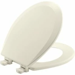 Best Sale 😀 Bemis Round Closed Front Toilet Seat with Cover in Biscuit 🎉